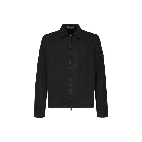 STONE ISLAND Compass Patch Zip Up Shirt Jacket