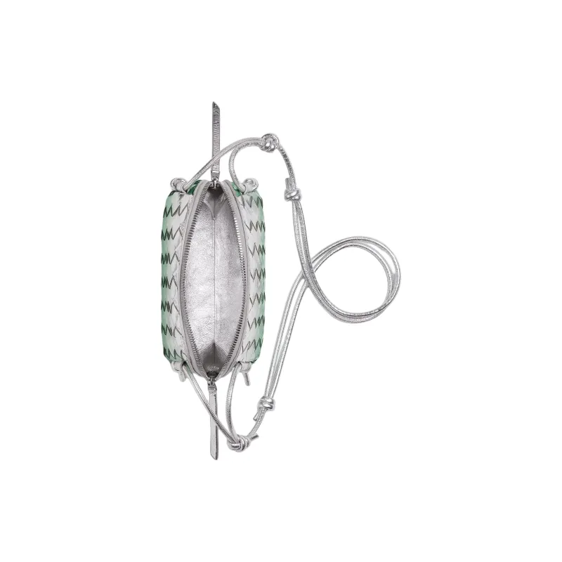 Bottega Veneta Concert Goatskin Crossbody Bag, Shoulder Bag Women's Silver & Mint Green-2
