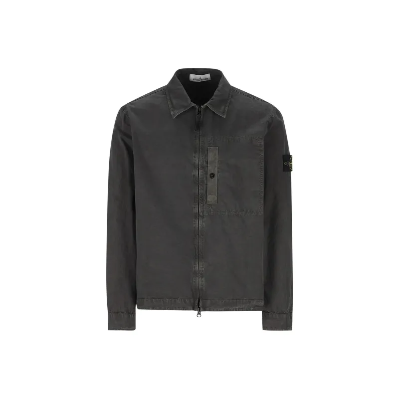 STONE ISLAND Compass Patch Zip Up Shirt Jacket-0