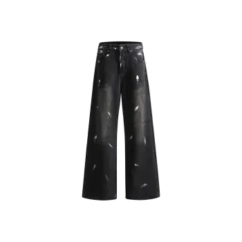 SONGS ALONG Jeans Unisex Black Gray Tie Dye