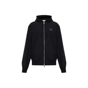 Burberry Ekd Motif Zip Up Drawstring Hoodie
