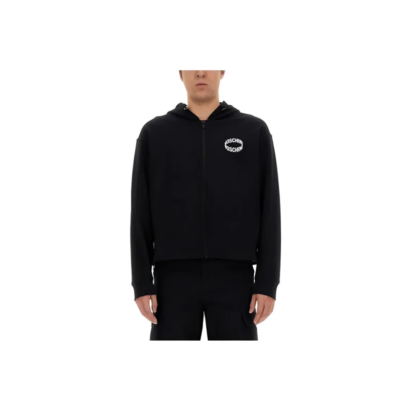 MOSCHINO Logo appliqué Zip up Hoodie-0