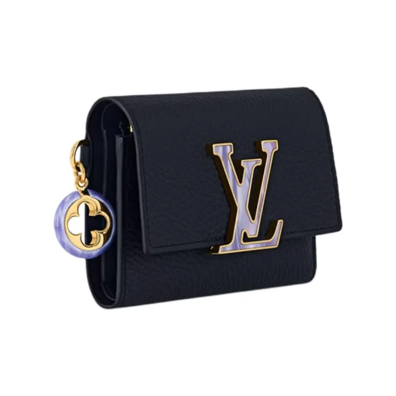 LOUIS VUITTON Capucines Leather Wallet Large Size Unisex Dark Blue-1
