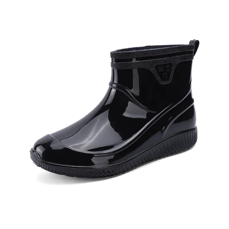 LONGYING Rain Boots Men Black/B&W/Blan/Blan-0