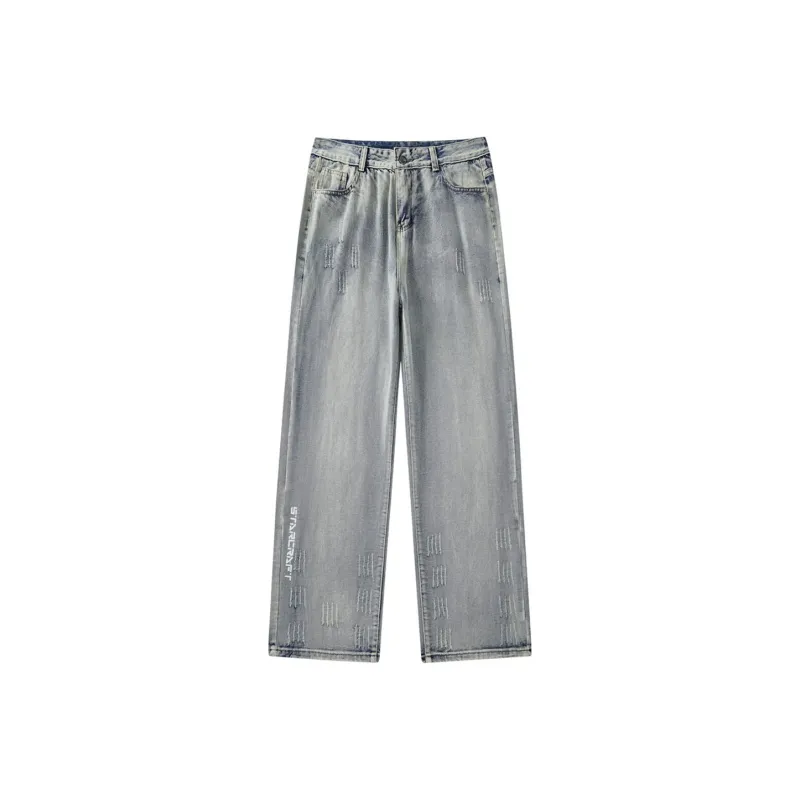 XINGJIZHE Jeans Unisex Vintage Blue-0