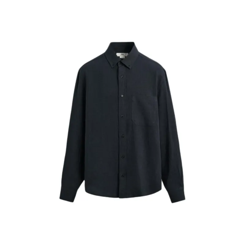 ZARA Shirts Men Deep Sea Blue-0