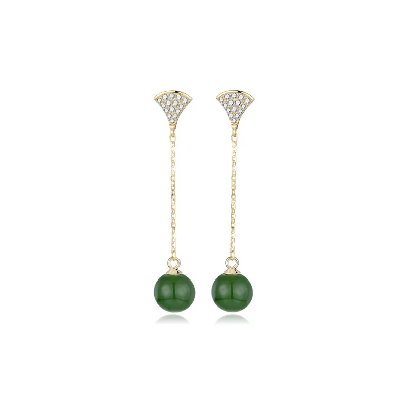 Yarondi Earrings Pale Greenish White Jade Women's-4