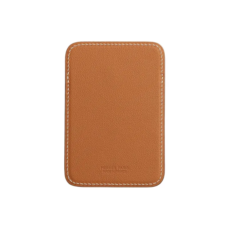 HERMES Magsafe Swift Calfskin Card Holder Women's Medium Green & Gold-2