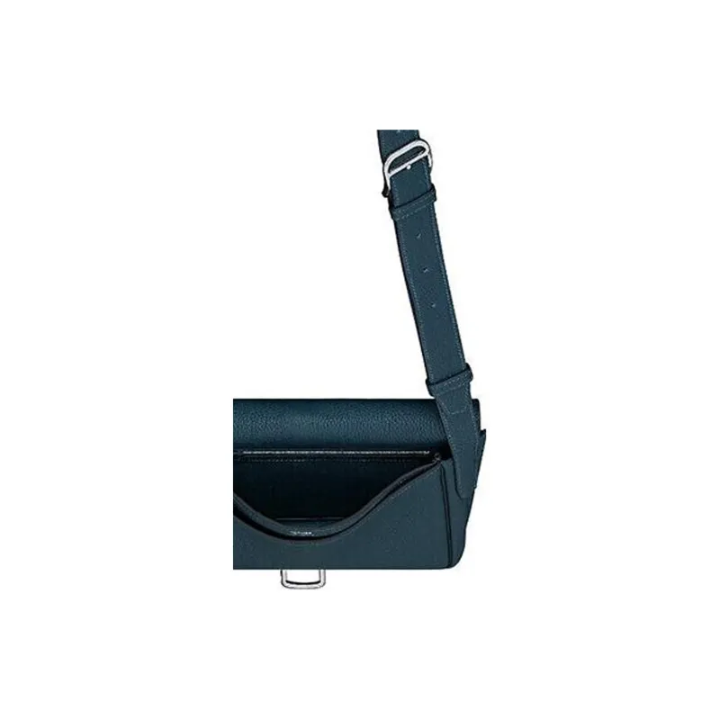 HERMES Steve Light Junior Togo Calfskin Messenger Bag Shoulder Bag Crossbody Bag Men's 7P Bleu De Prusse Prussian Blue-4