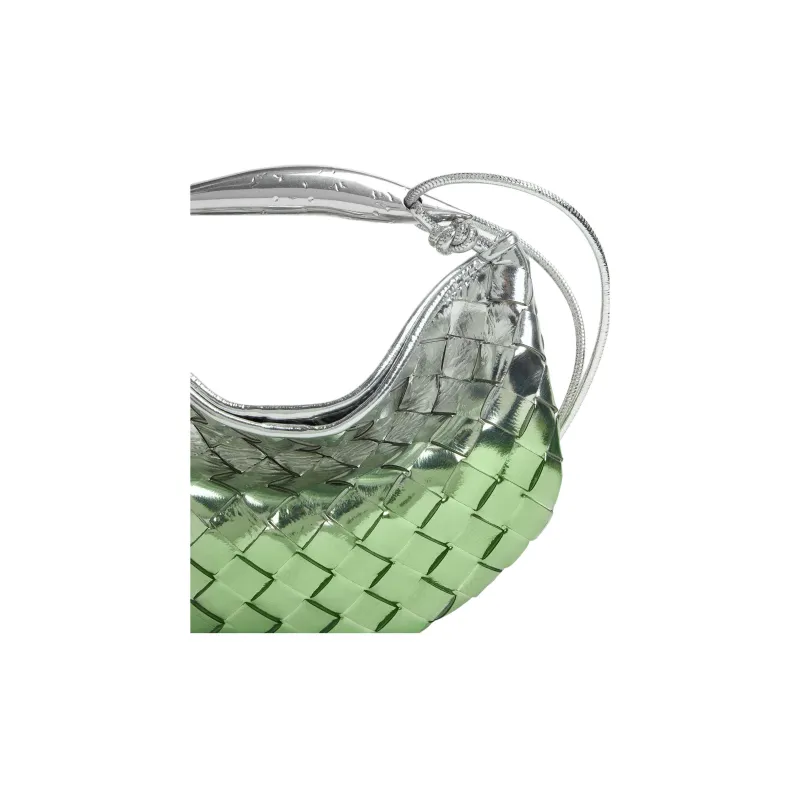 Bottega Veneta SARDINE Goatskin One Shoulder Handbag Women's Mint Green & Silver-4