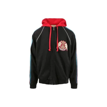 GUCCI Patch Zipped Cotton Hoodie
