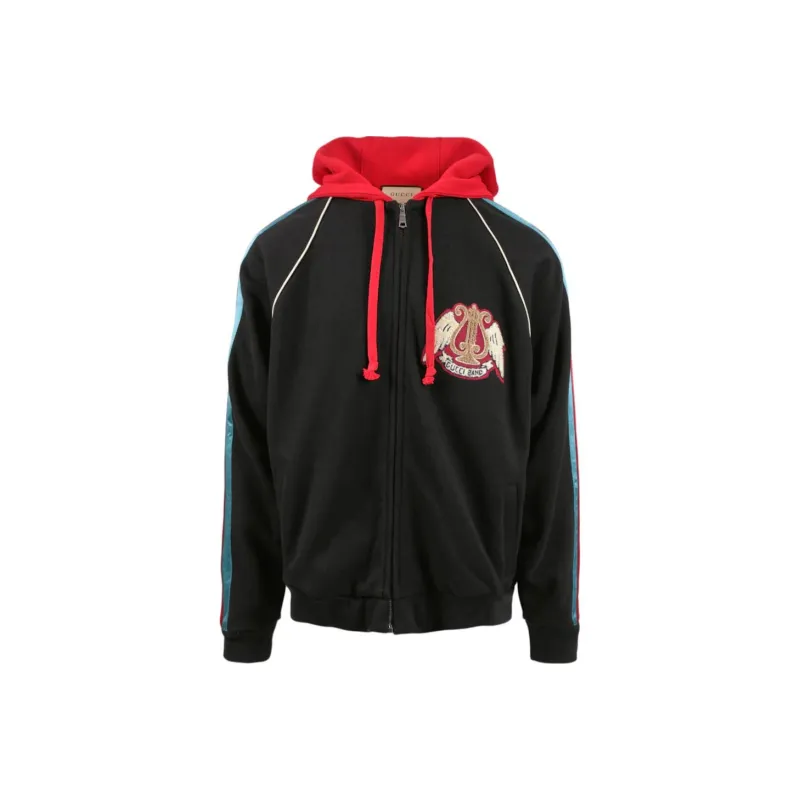 GUCCI Patch Zipped Cotton Hoodie-0