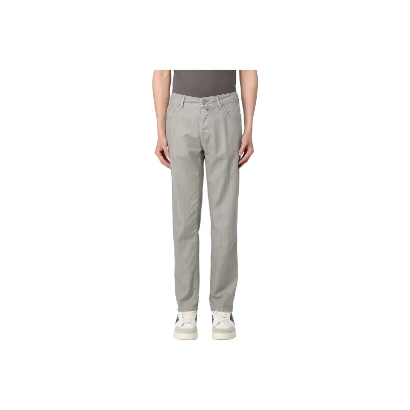 JACOB COHEN Carrot Scott Chambray Straight Leg Trousers-0