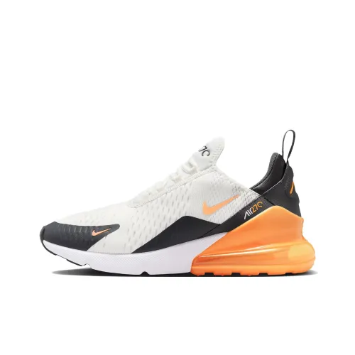 Nike Air Max 270 Anti Slip Wear Resistant Low Top Running Shoes Men's White Black Orange