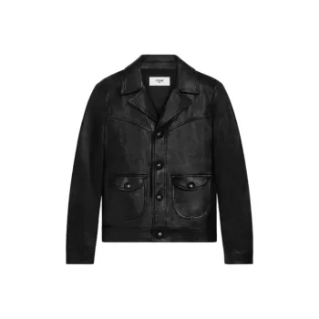 CELINE Straight cut Blouson Jacket In Waxed Lambskin