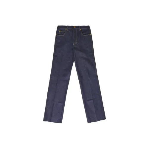 GUCCI Logo Patch Straight Leg Jeans