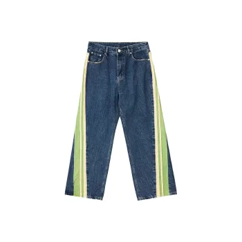ZENGZHI Jeans Unisex Blue Plus Green