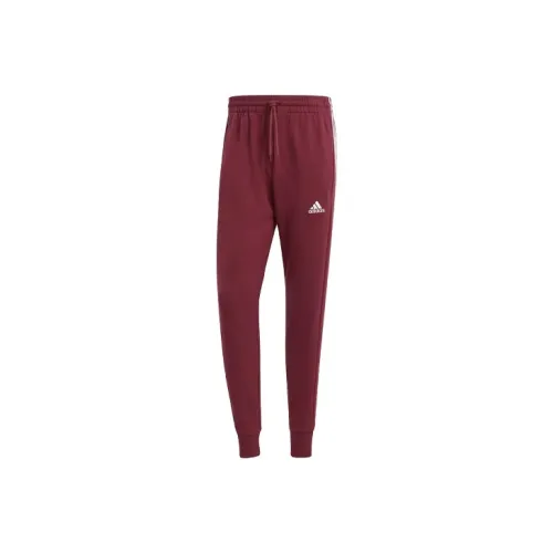 Adidas Essential Essentials French Terry Tapered Cuff 3 Stripes Joggers Knitted Sports Pants Men's Contour Red