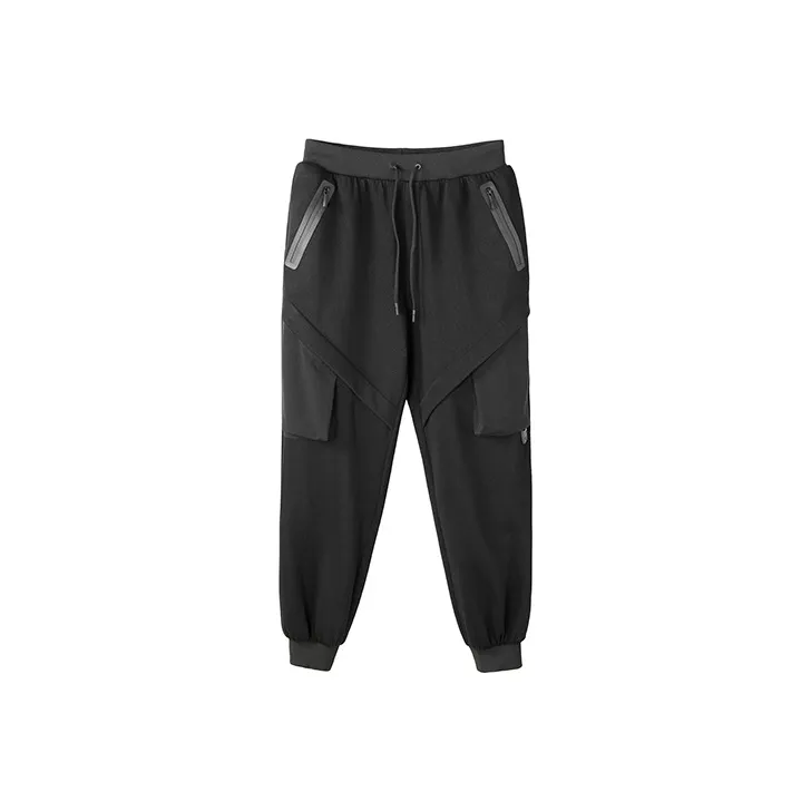 NORVINCY Warm Breathable Elastic Waistband Solid Color Casual Pants Unisex-0