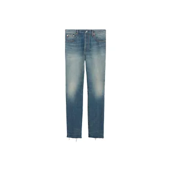 GUCCI Logo Patch Straight Leg Jeans