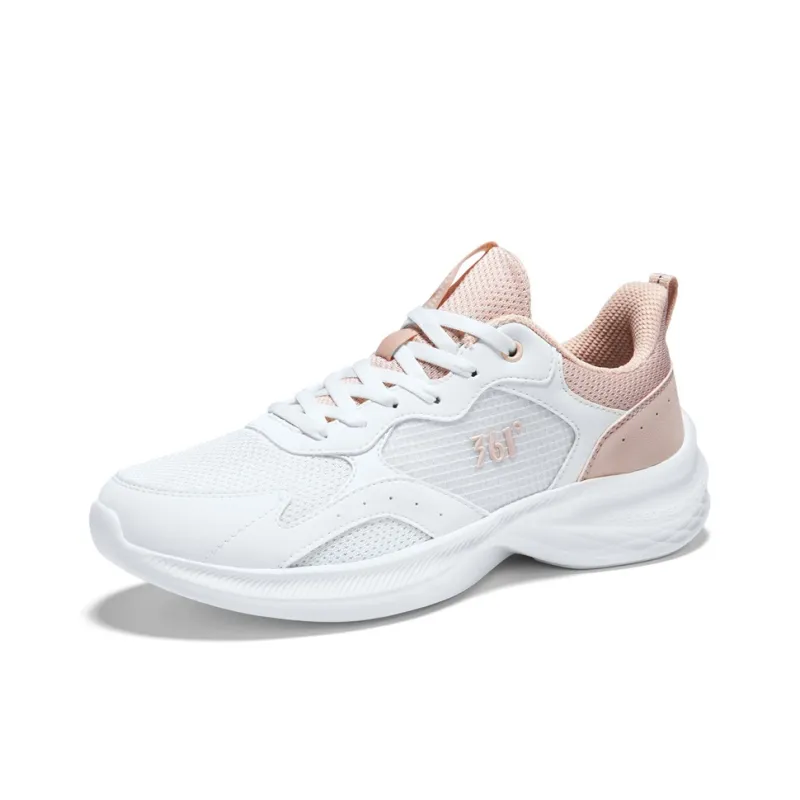 361° Cushioning, Breathable, Lightweight Low Top Sprint Running Shoes Women's Feather White Fresh Pink-2