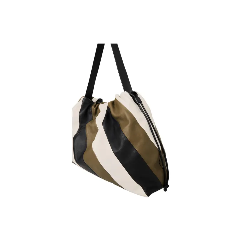 COS Cavatelli Leather One Shoulder Crossbody Clutch Extra Large Women's Brown & Beige & Black-1