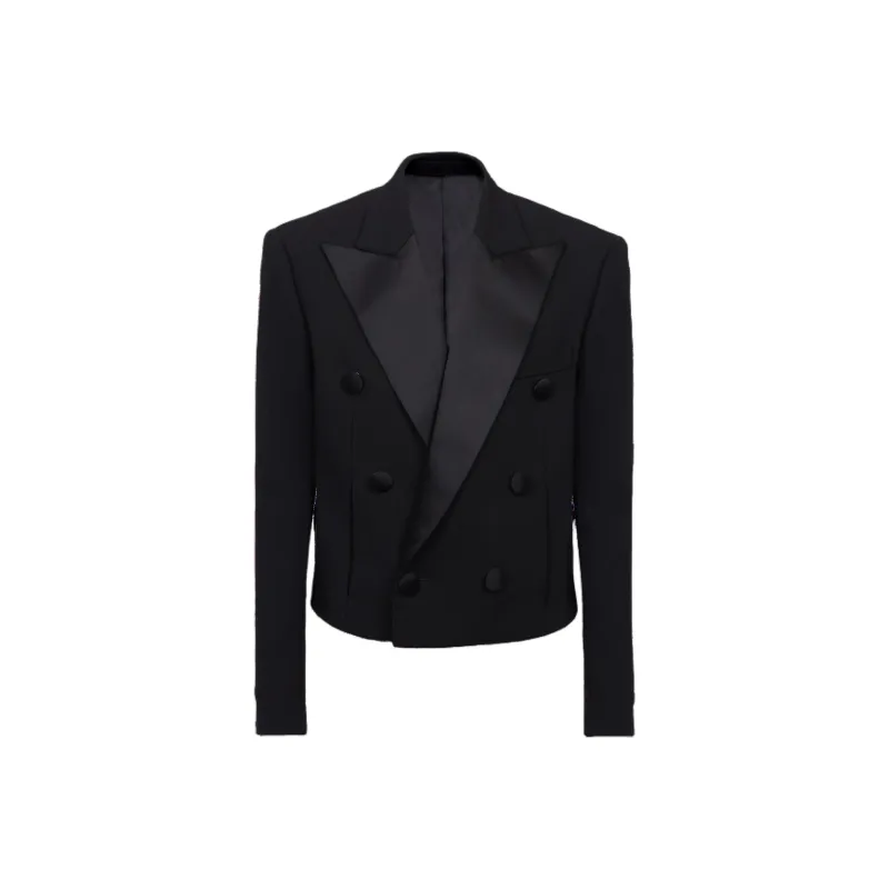 BALMAIN Satin lapel Crepe Blazer-0