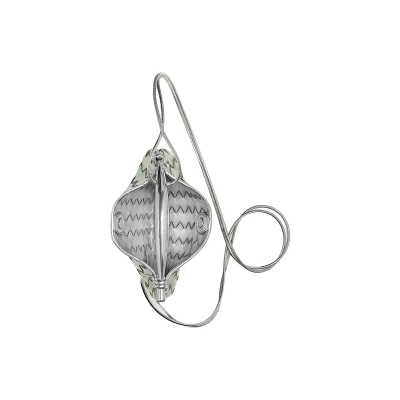Bottega Veneta SARDINE Goatskin One Shoulder Handbag Women's Mint Green & Silver-3