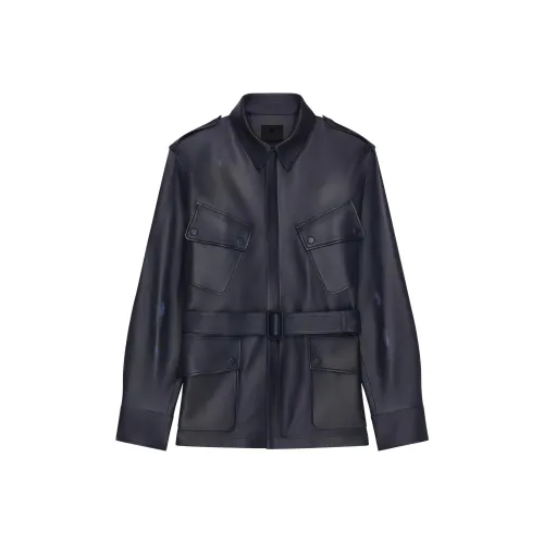 GIVENCHY Leather Jacket Men's Night Blue