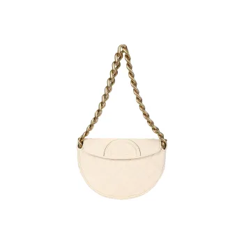 TORY BURCH Mini Fleming Soft Crescent Bag New Cream