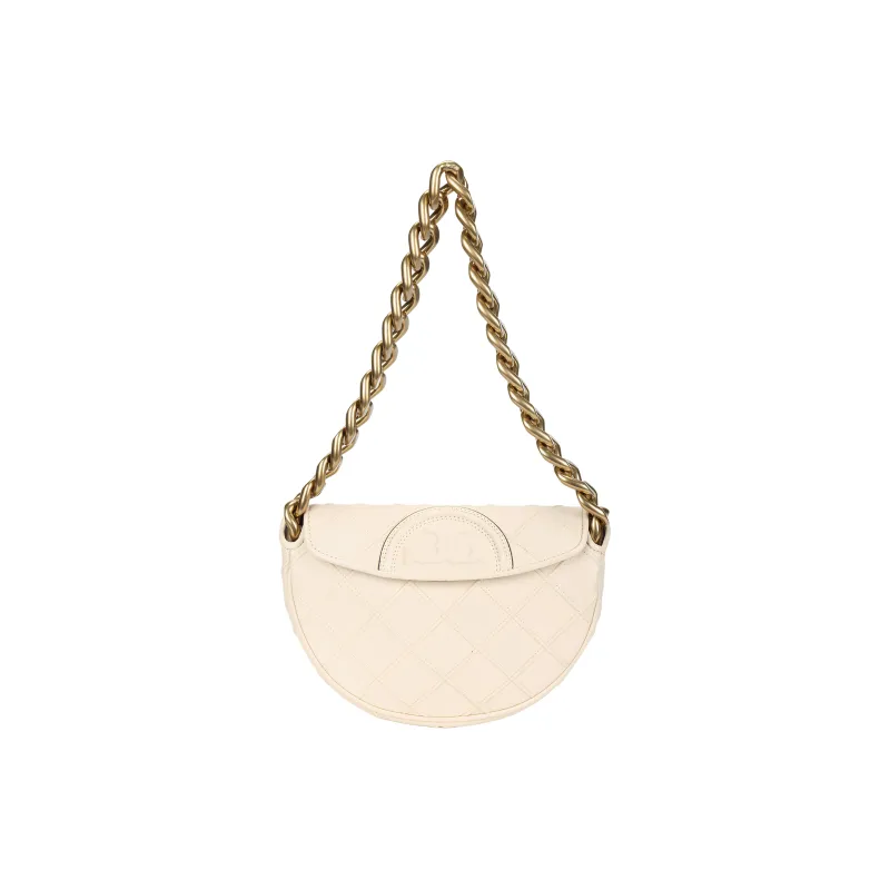 TORY BURCH Mini Fleming Soft Crescent Bag New Cream-0