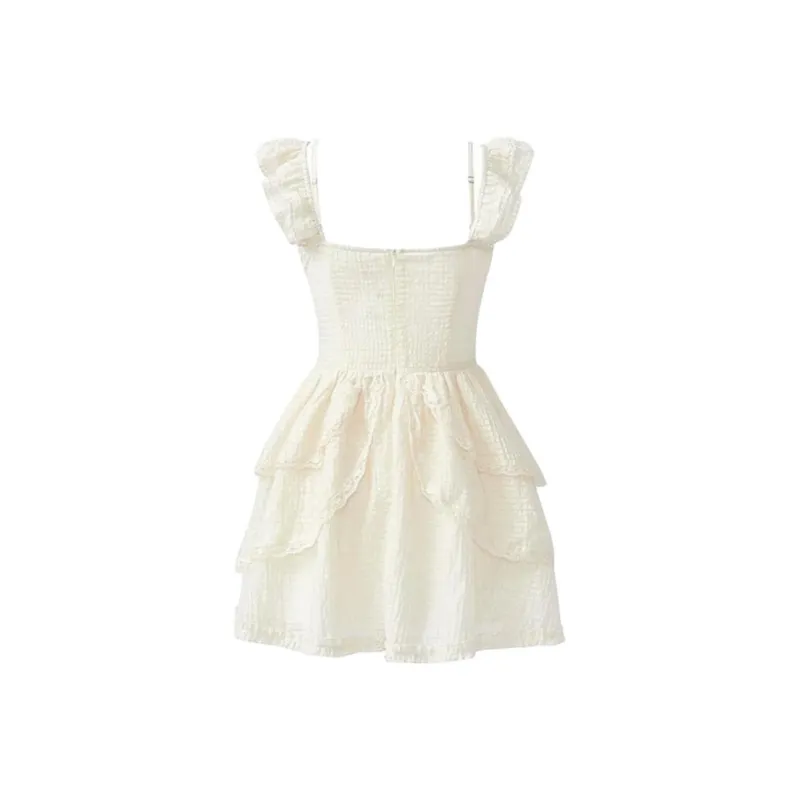 Mu Xiao Xin Short Sleeved Dress Women's Apricot-3