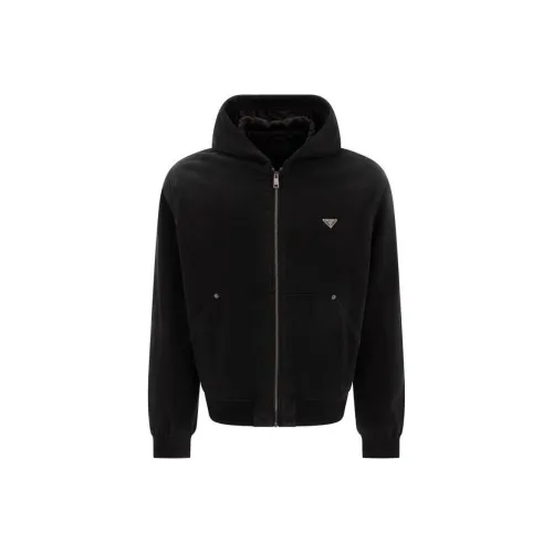 PRADA Zipped Denim Hooded Jacket