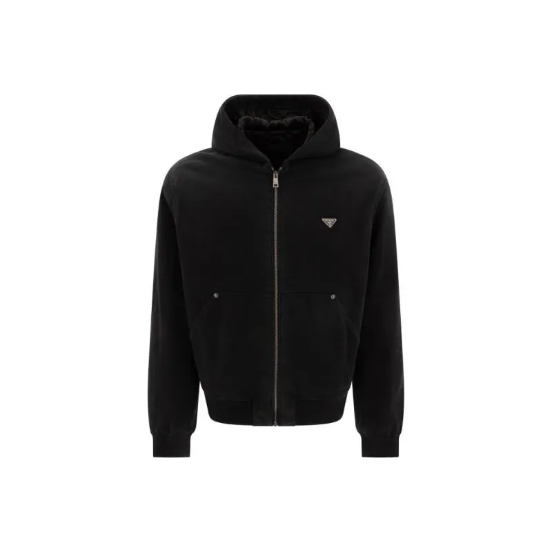 PRADA Zipped Denim Hooded Jacket-0