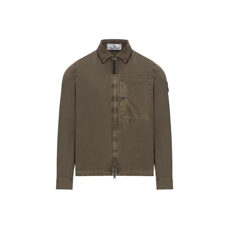 STONE ISLAND Compass Patch Zip Up Shirt Jacket-0