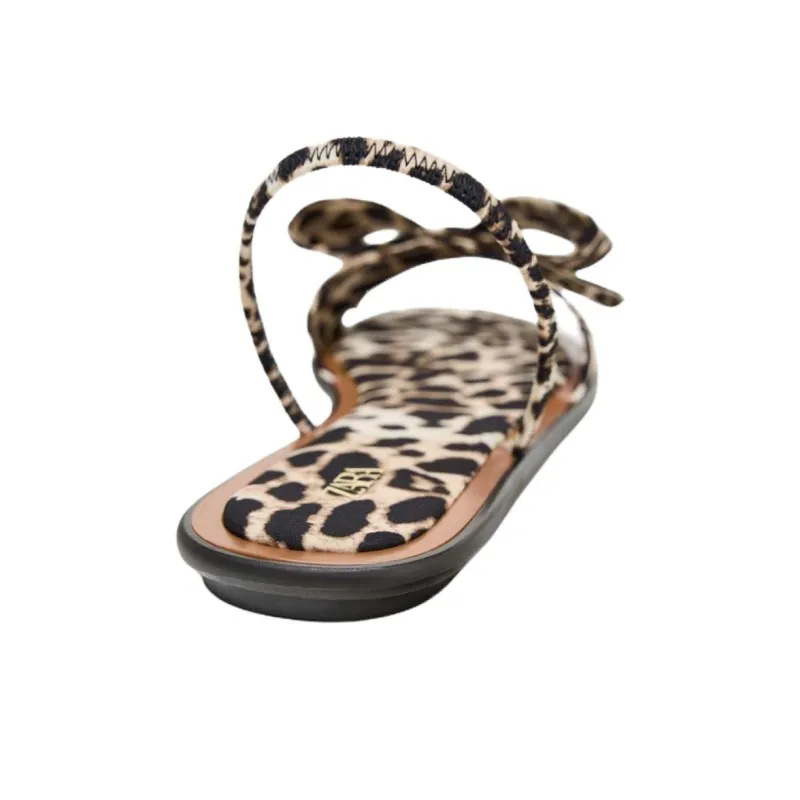 ZARA One Strap Sandals 1cm Women's Leopard Print-4