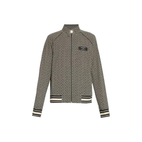 balmain koszulka Logo Patch Monogram Jacquard Bomber Jacket
