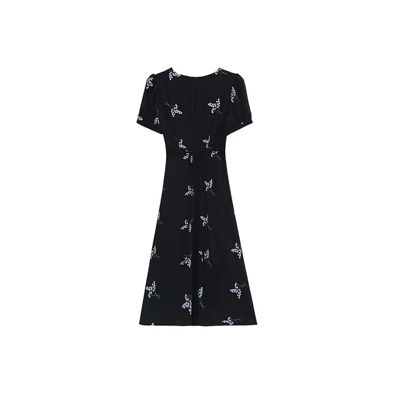 AFGGD Short Sleeved Dress Women's Black-1