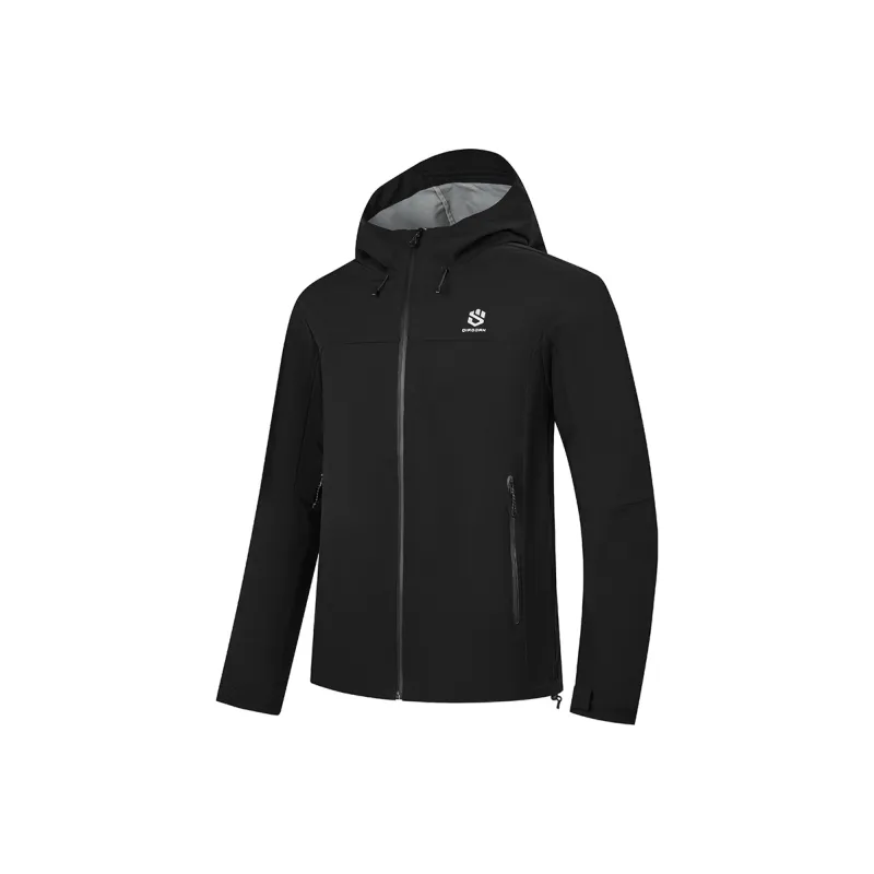 QIAODAN Mountain God Series Trench Coat Men's Black-0