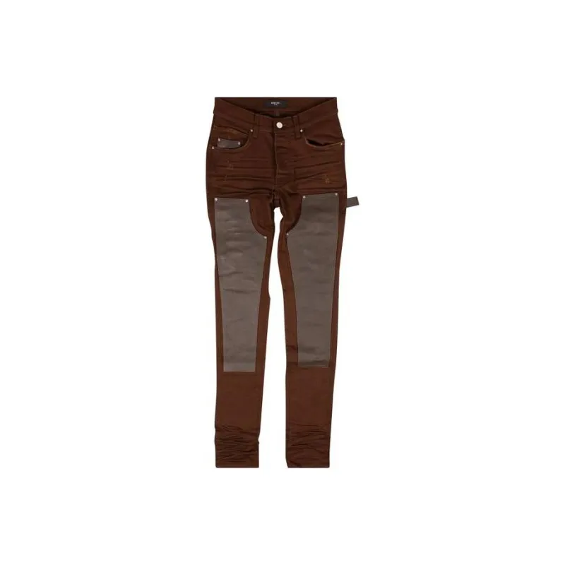 AMIRI Denim Leather Workman Pants-0