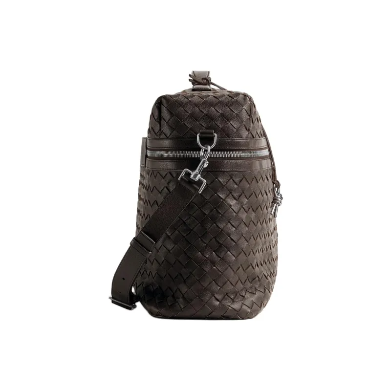 Bottega Veneta Intrecciato Calfskin One Shoulder Crossbody Handbag, Travel Bag Men's Brown-1
