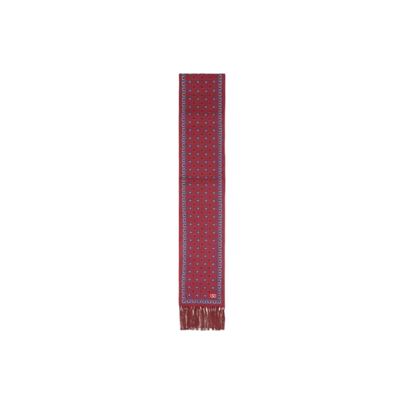 Valentino All Over Patterned Fringed Edge Scarf-0