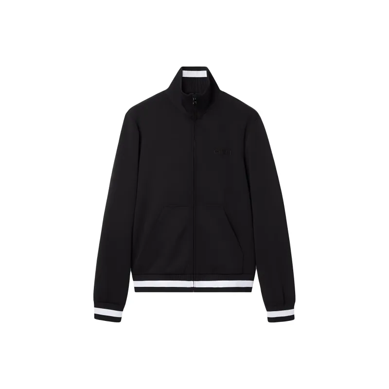 GUCCI Logo Embroidered High Neck Jersey Jacket-0