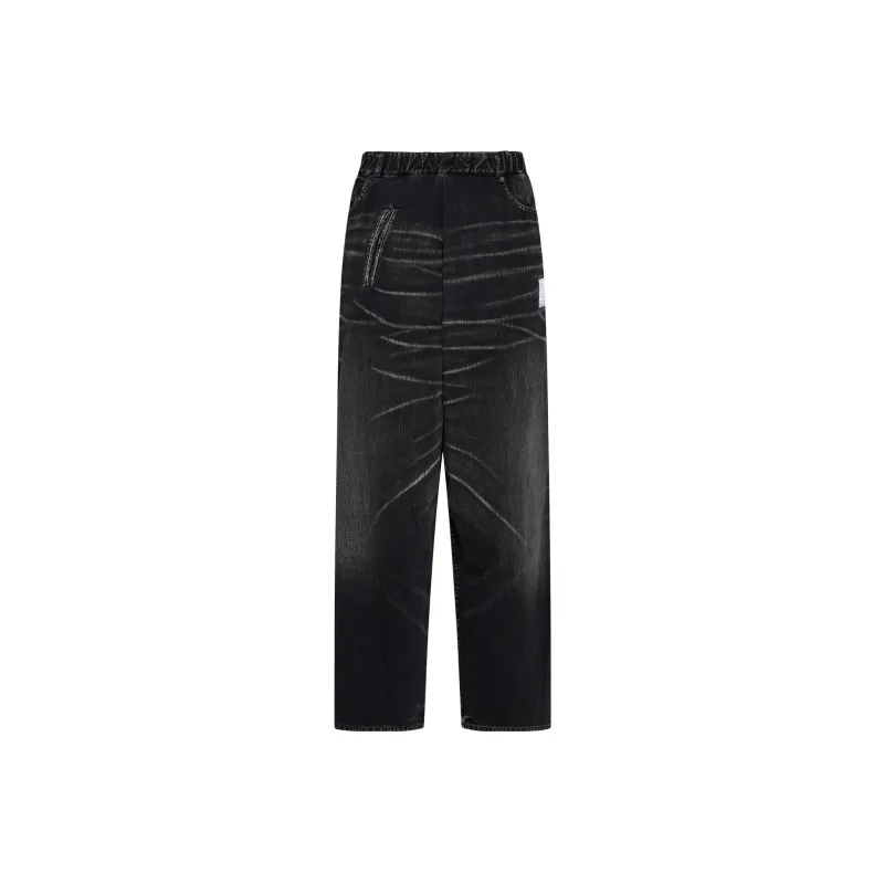 Maison Mihara Yasuhiro Off centre Whiskered Wide leg Jeans-0