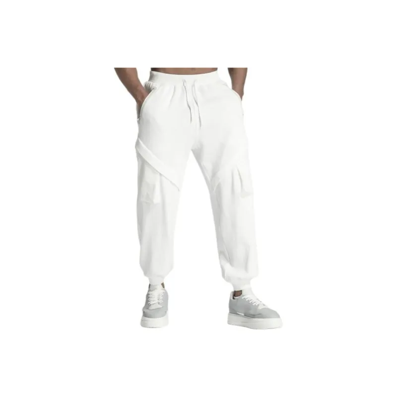 NORVINCY Warm Breathable Elastic Waistband Solid Color Casual Pants Unisex-5
