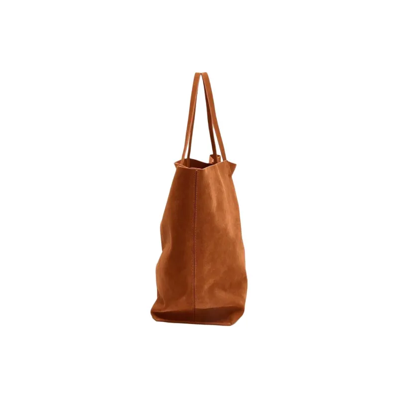 ZARA Cow Leather Tote Bag, Shopping Bag, Handbag Tubas Women's Orange-2
