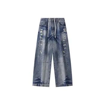 HOKLV Jeans Unisex Blue