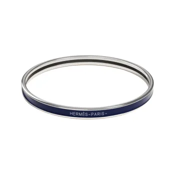 HERMES Enamel, Palladium Plated Bangles Women's Abyss Blue