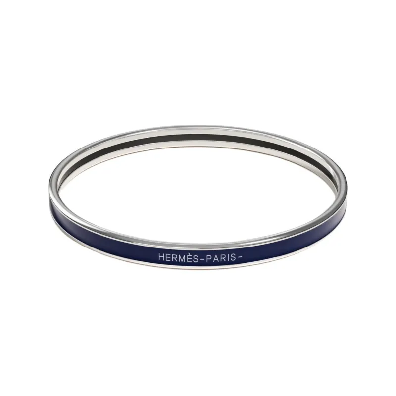HERMES Enamel, Palladium Plated Bangles Women's Abyss Blue-0