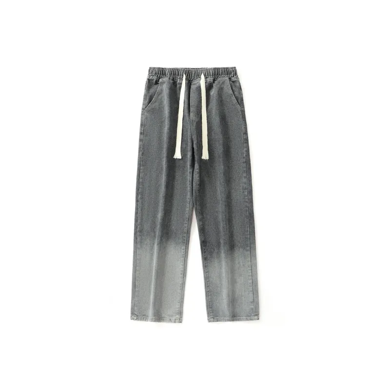 ALEXANDRO FRATELLI Trendy Brand Draped Cool Loose Fit Straight Fit Casual Jeans Men's Black Gray Blue-1